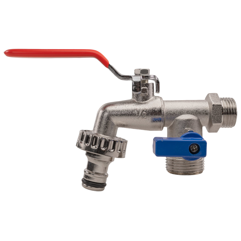 15mm Brass Wall Flange Kit with Double Lever Quick Connect Tap