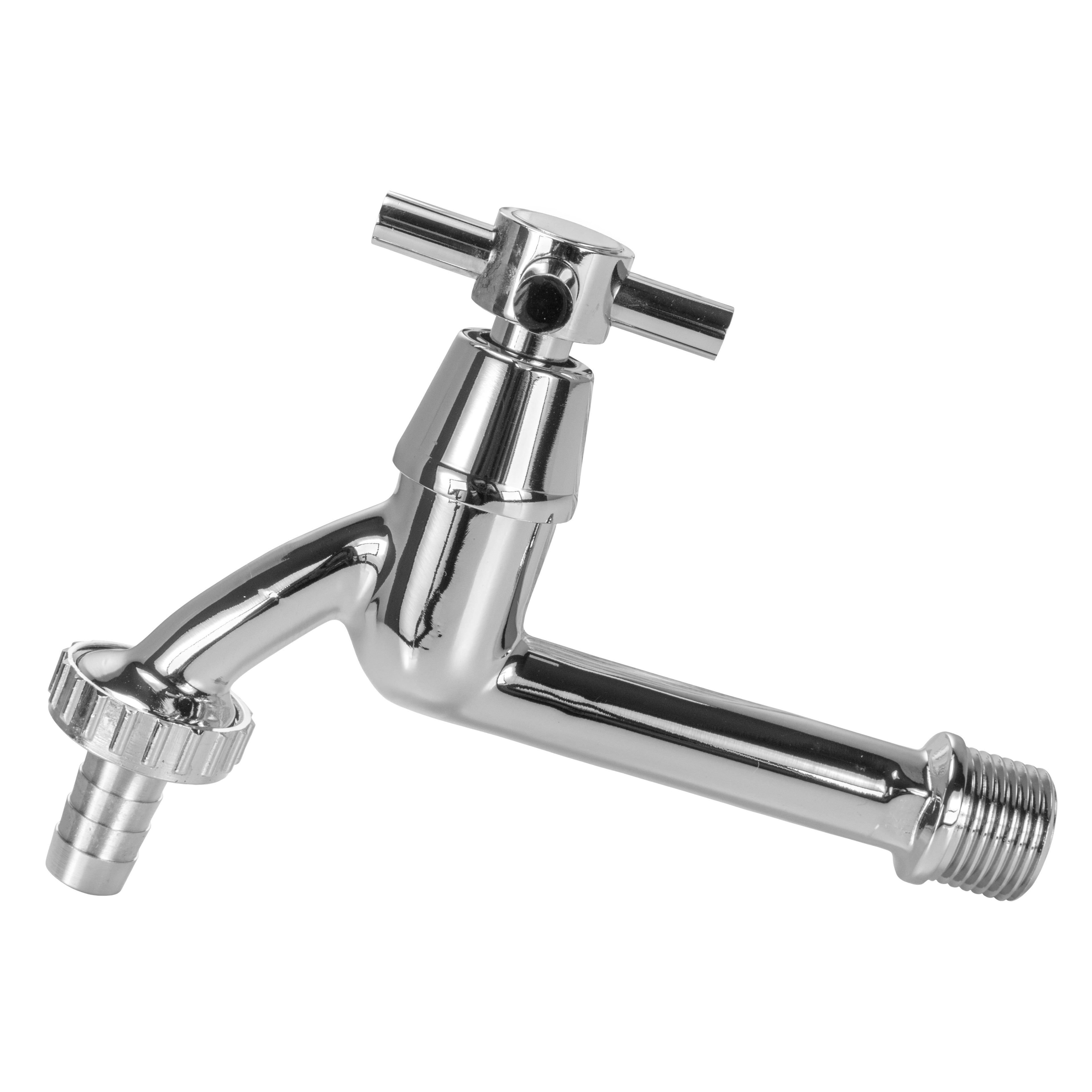 IBC 2" S60X6 - 1/2" BSP Cap with Extended Brass Chrome Tap 1/2" Barb