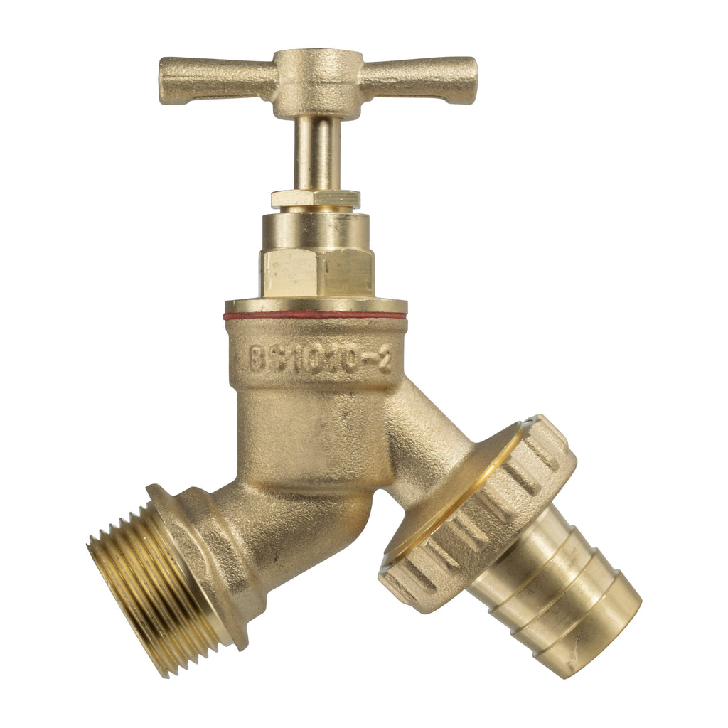 15mm Brass Wall Flange Kit with Brass Barbed Tap