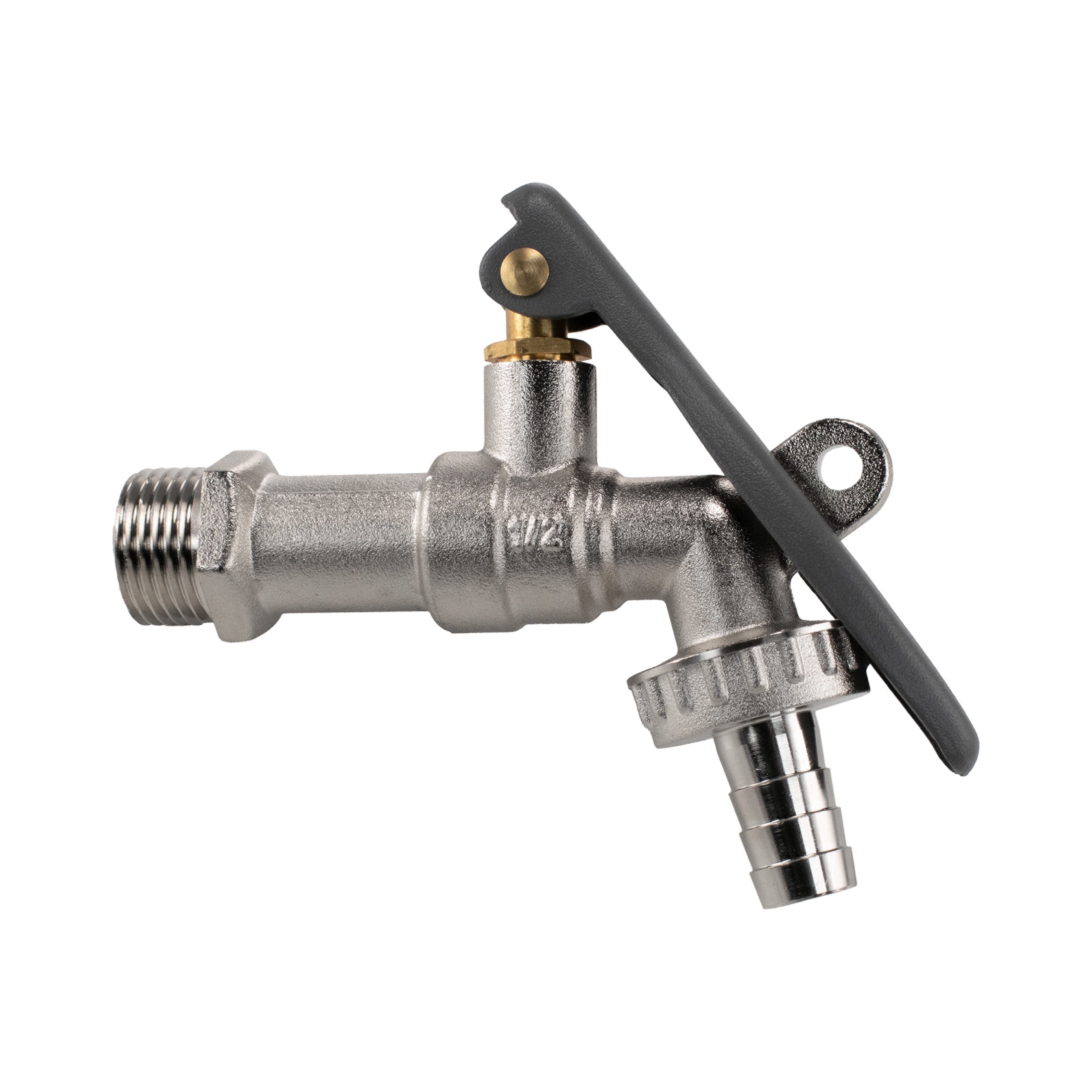 IBC 2" S60X6 - 1/2" BSP Extender Adaptor with Lever Tap Hose Barb and Lever Lock