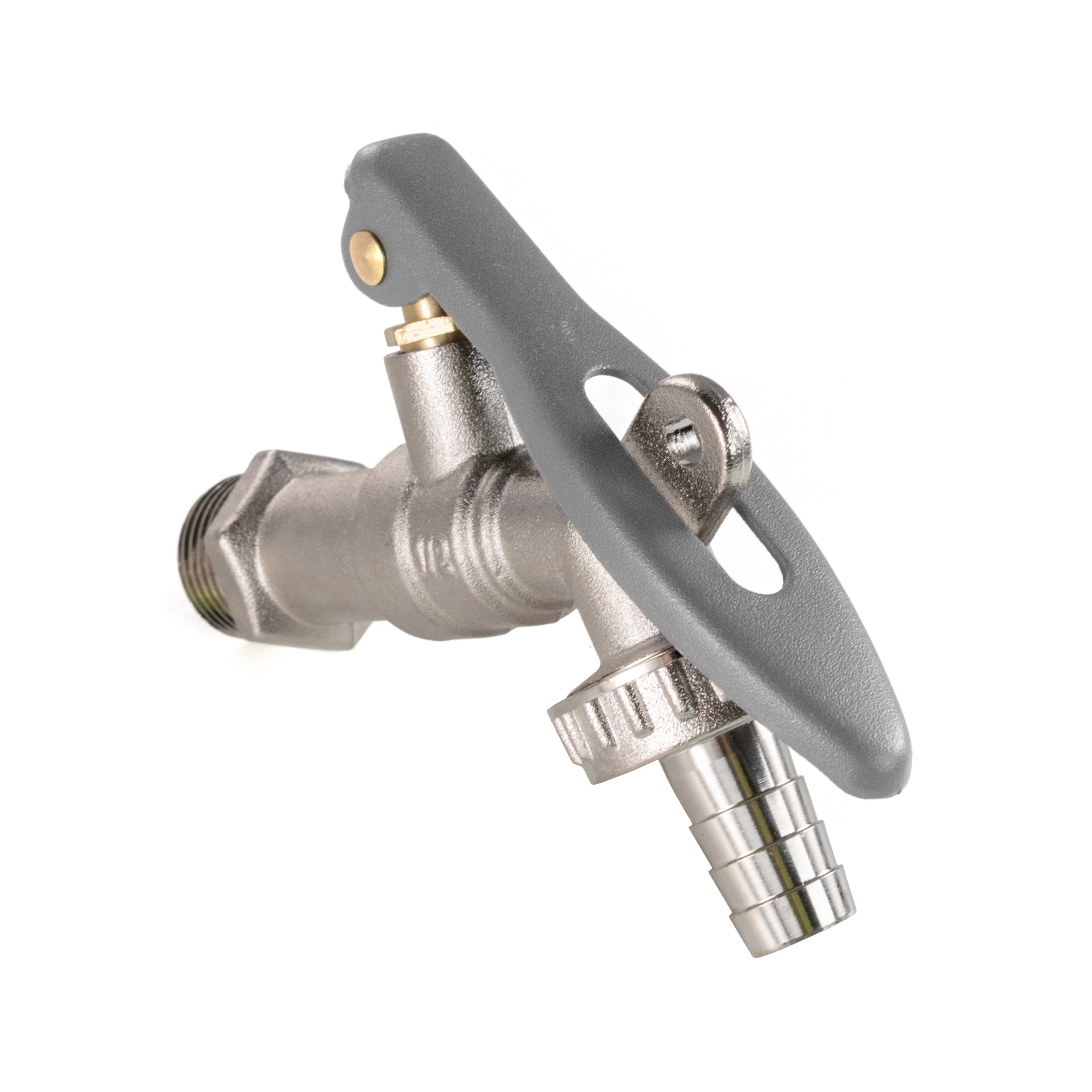 15mm Brass Wall Flange Kit with Lever Tap Hose Barb and Lever Lock