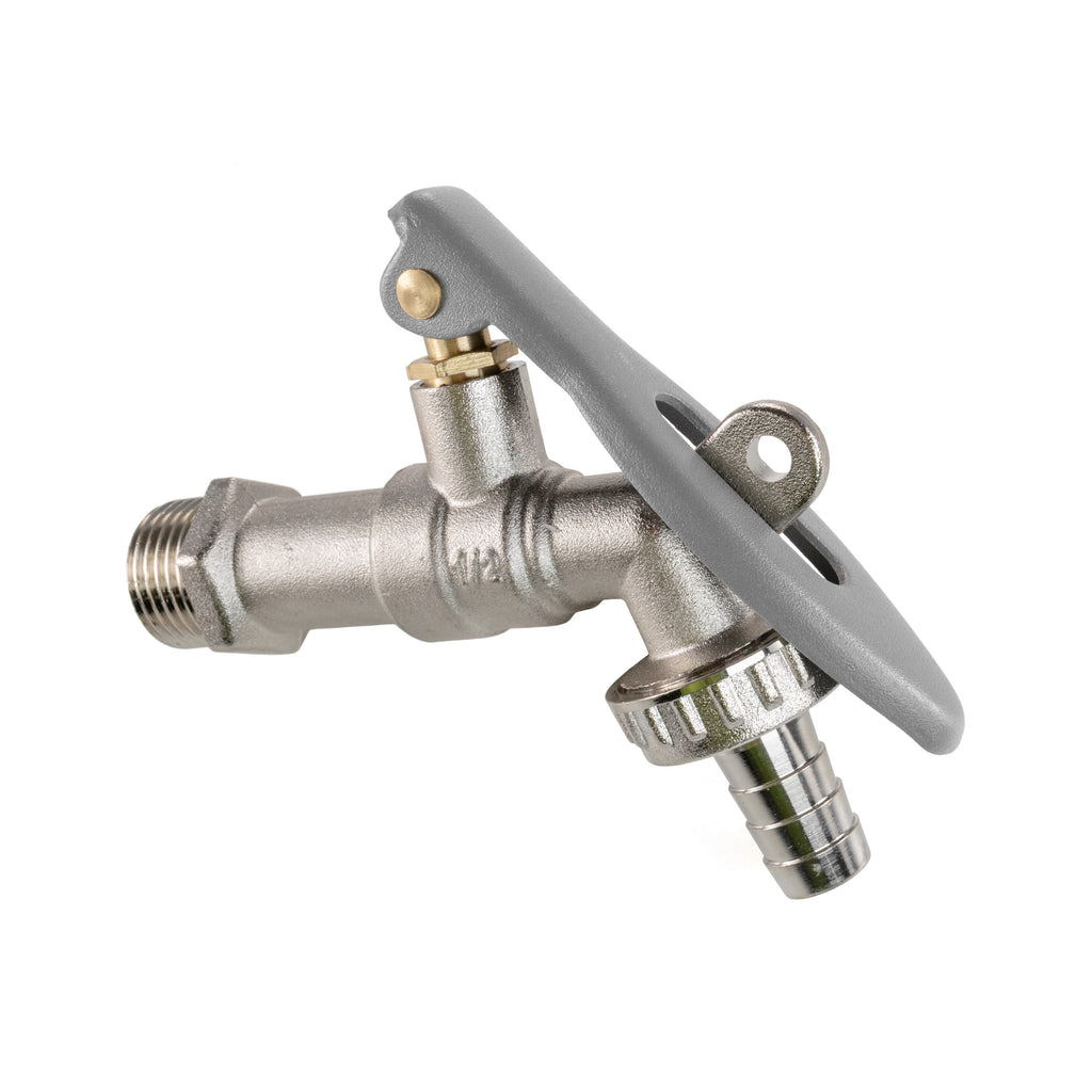 15mm Brass Wall Flange Kit with Lever Tap Hose Barb and Lever Lock