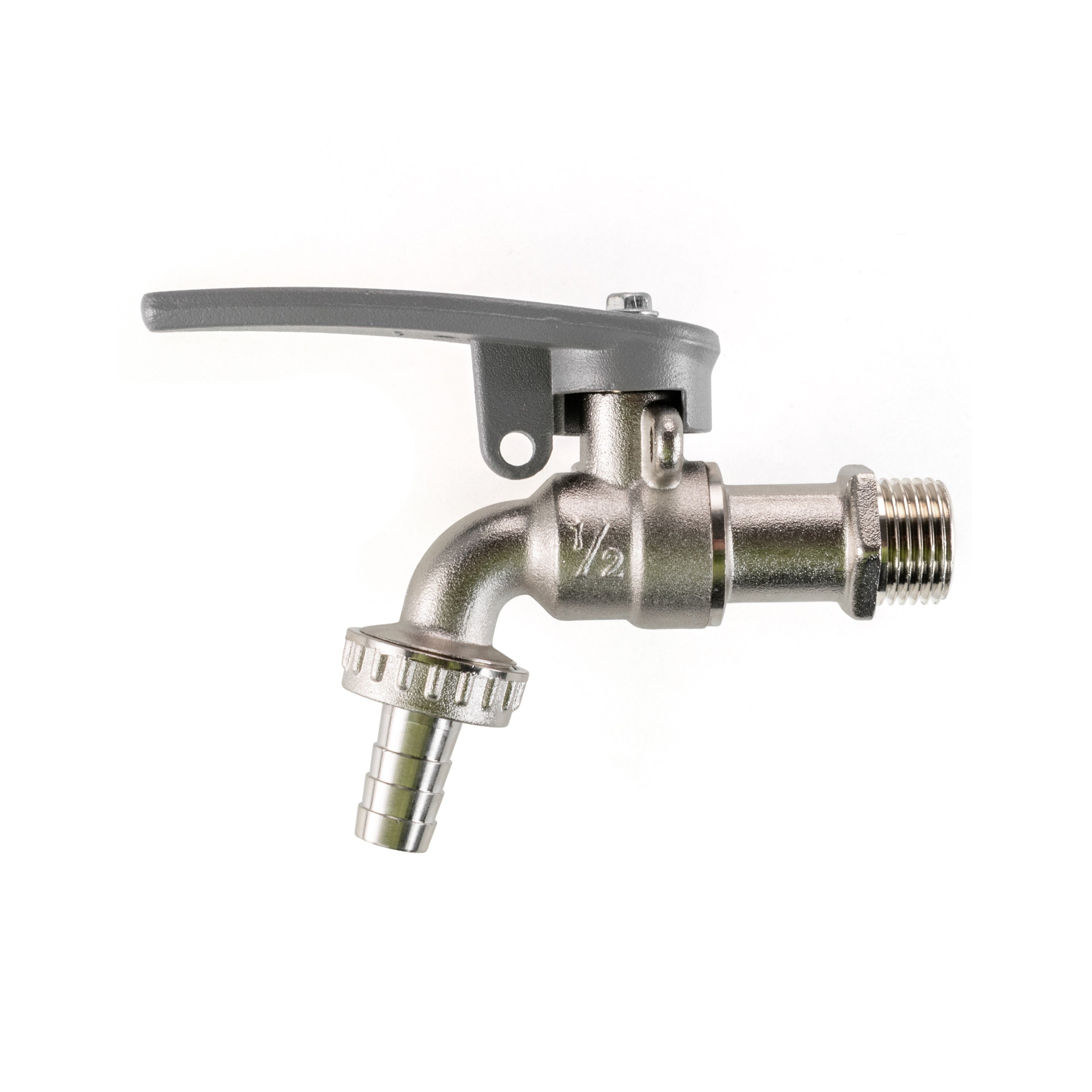 IBC 2" S60X6 - 1/2" BSP Extender Adaptor with Lever Tap with Hose Barb and Side Lock