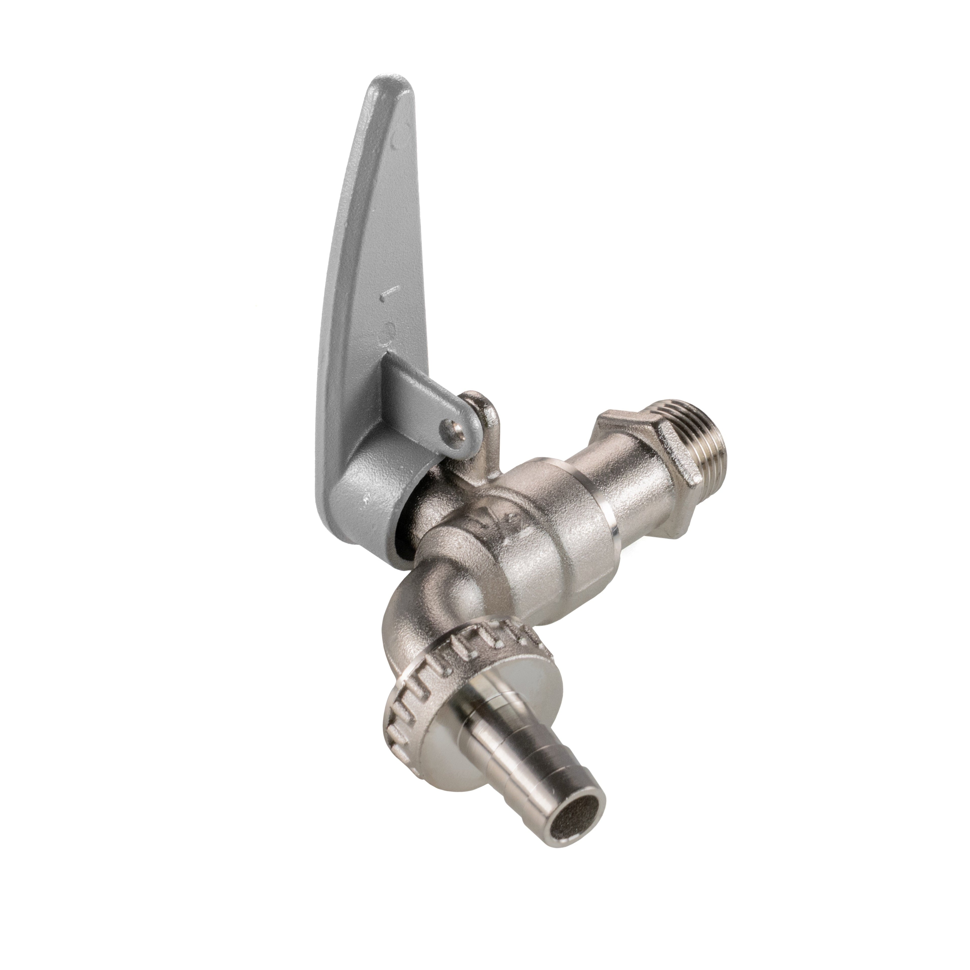 15mm Brass Wall Flange Kit with Lever Tap with Hose Barb and Side Lock