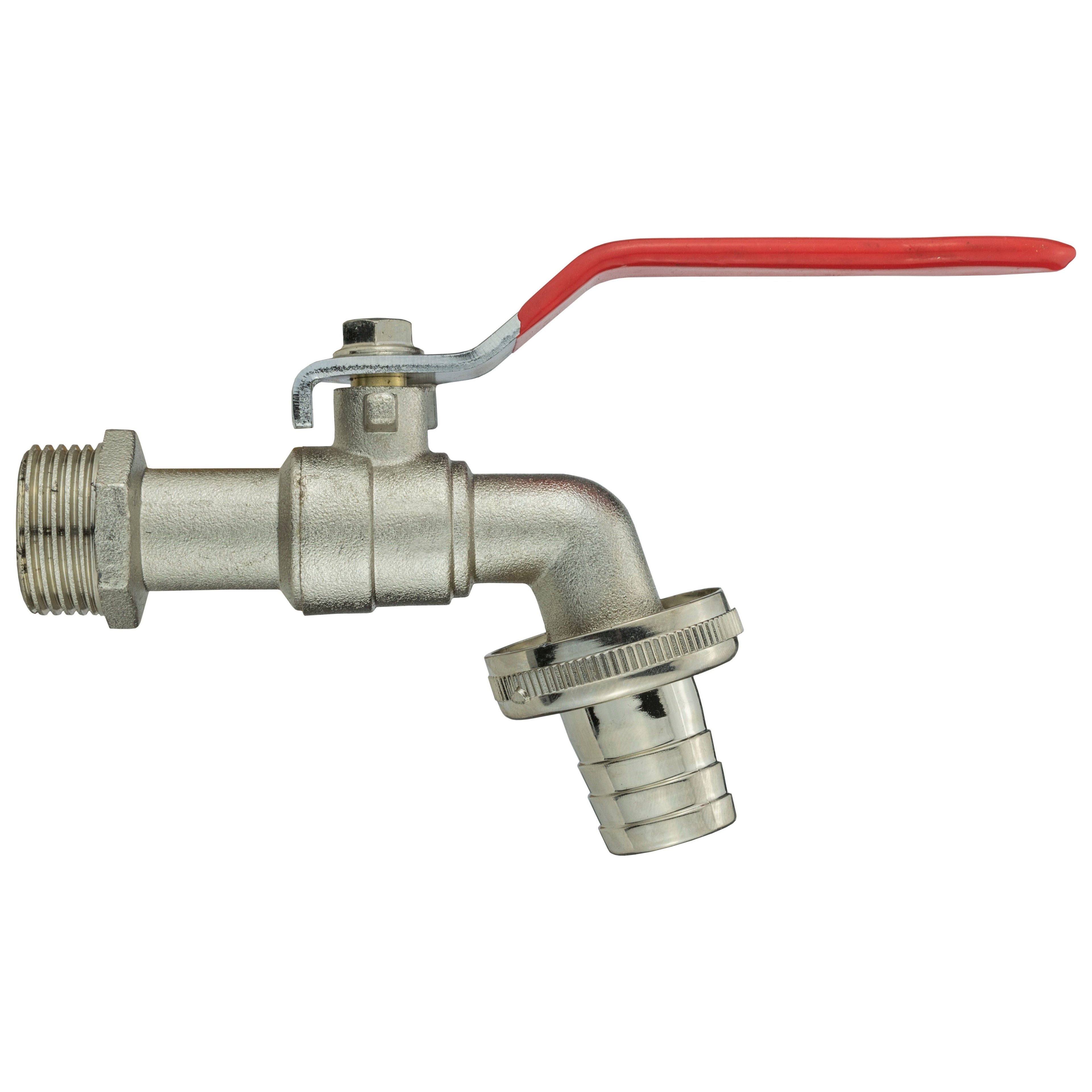 15mm Brass Wall Flange Kit with Lever Tap + Quick Connect Metal Splitter