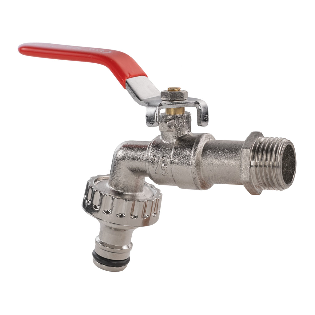 Garden Lever Tap - 3/4 BSPM Inlet - Snap On Male - Zinc Nickle Plated