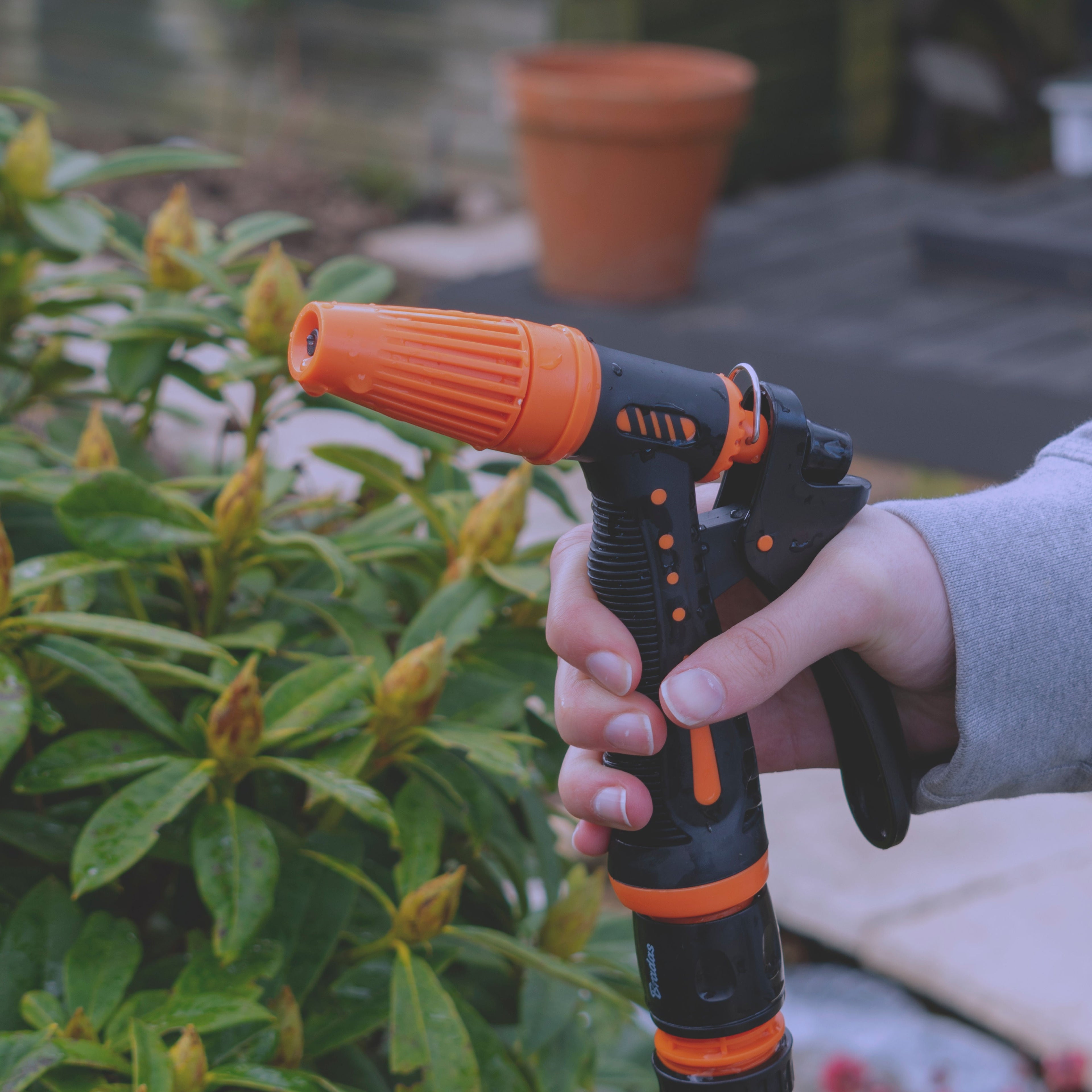 Hose Gun Water Sprayer Adjustable Black Orange