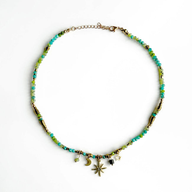 Gaia Aqua Beaded Necklace