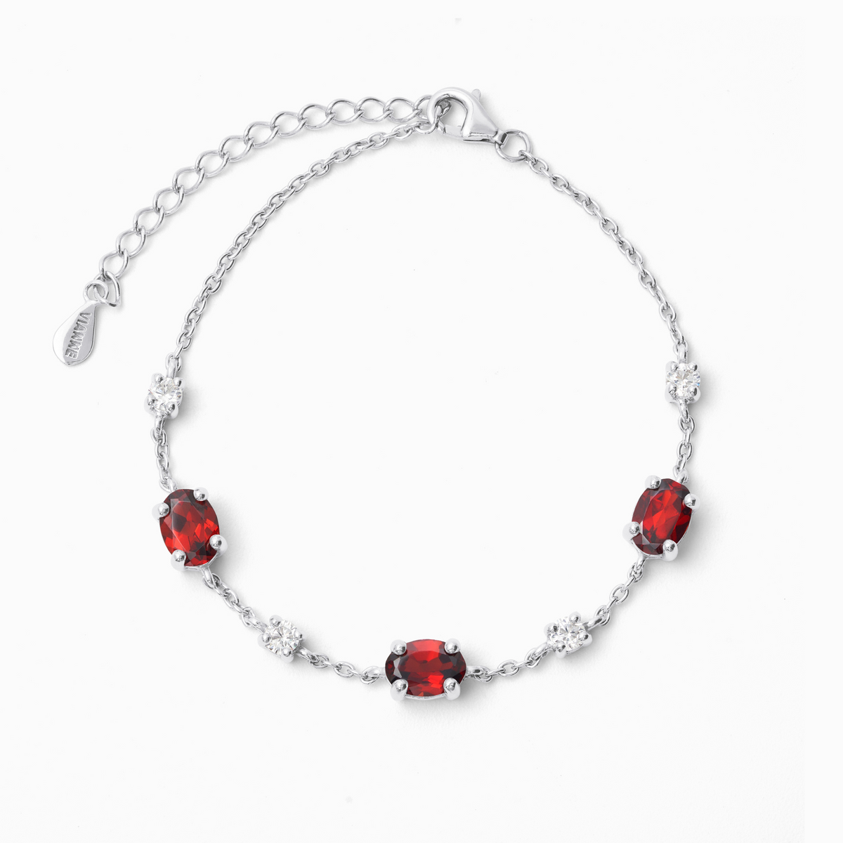 Pulsera de granate en plata de ley