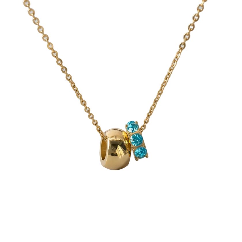 18K Gold Plated Birthstone Charm Necklace