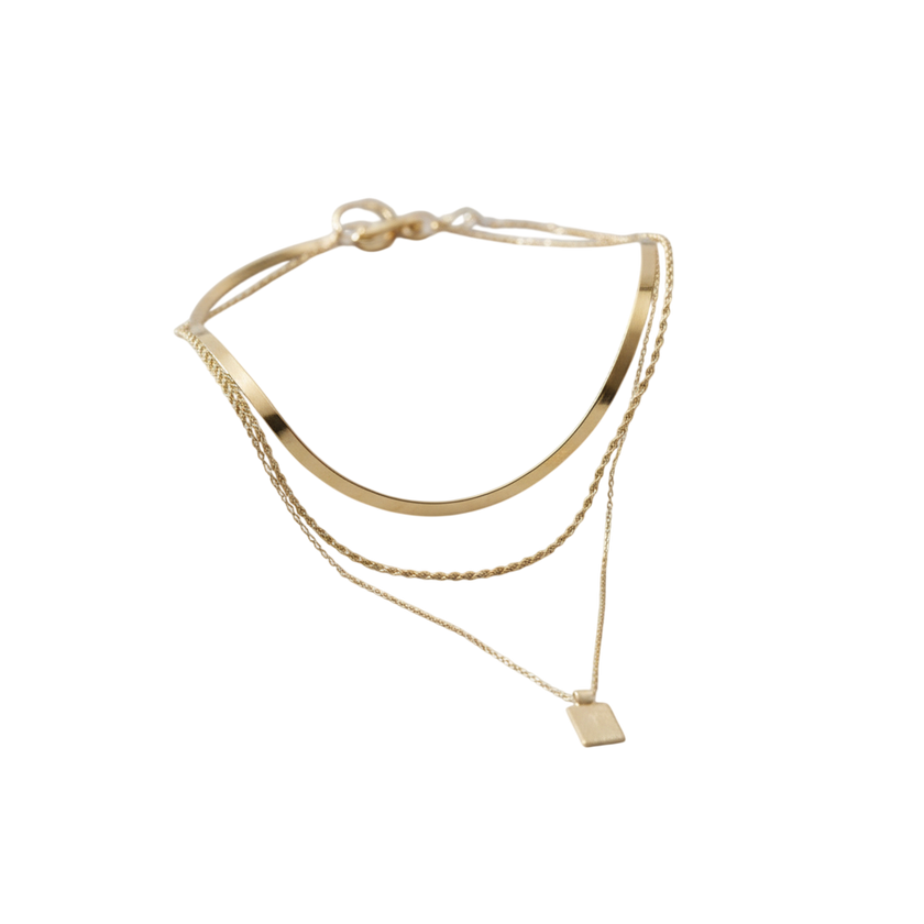 18K Gold Plated Radiant Rectangle Necklace
