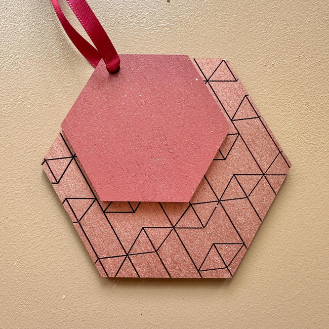 Sets of Christmas Decorations - Geometric Wooden Ornament - Tree Ornament - Holiday Decor