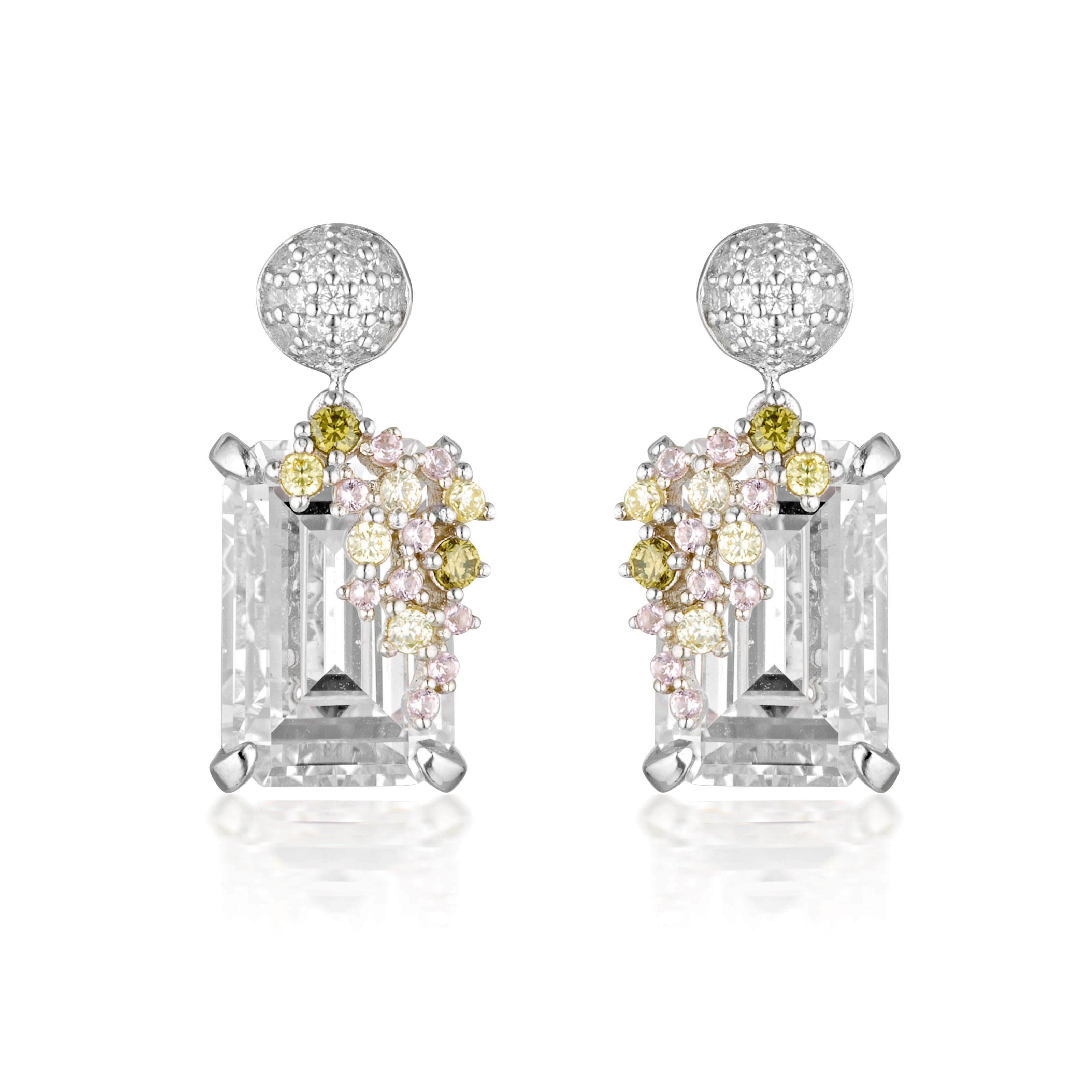 SUMMER SORBET BUBBLEGUM BLOSSOM MULTI COLOURED EARRINGS SILVER