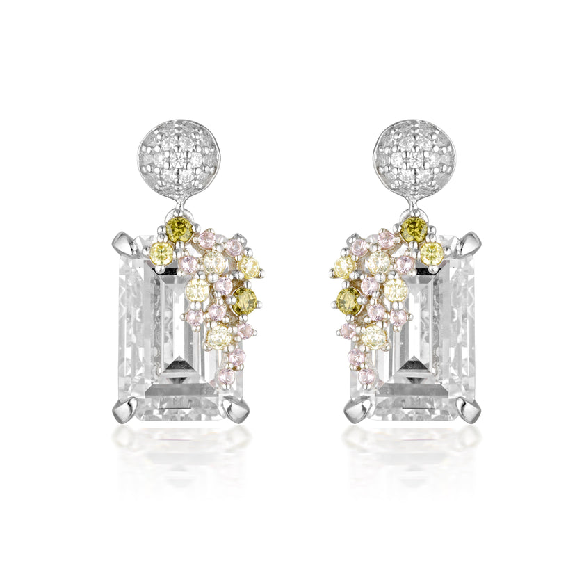 SUMMER SORBET BUBBLEGUM BLOSSOM MULTI COLOURED EARRINGS SILVER
