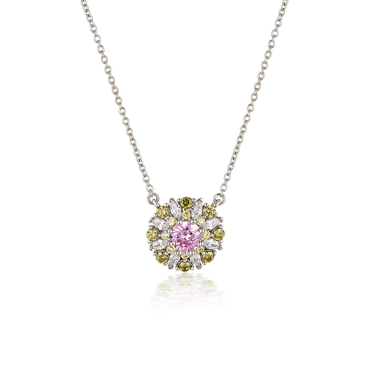 SUMMER SORBET BERRY BLOOM MULTI COLOURED PENDANT SILVER