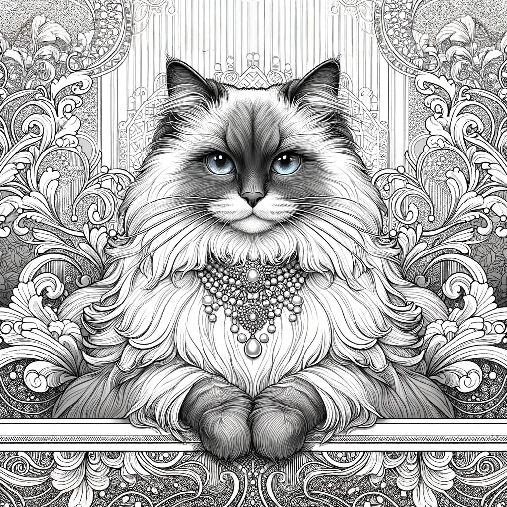 Glamour Ragdoll Line Art Canvas