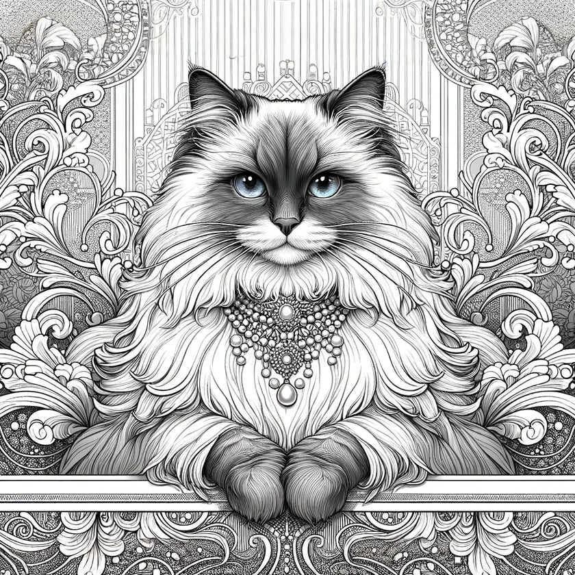 Glamour Ragdoll Line Art Canvas