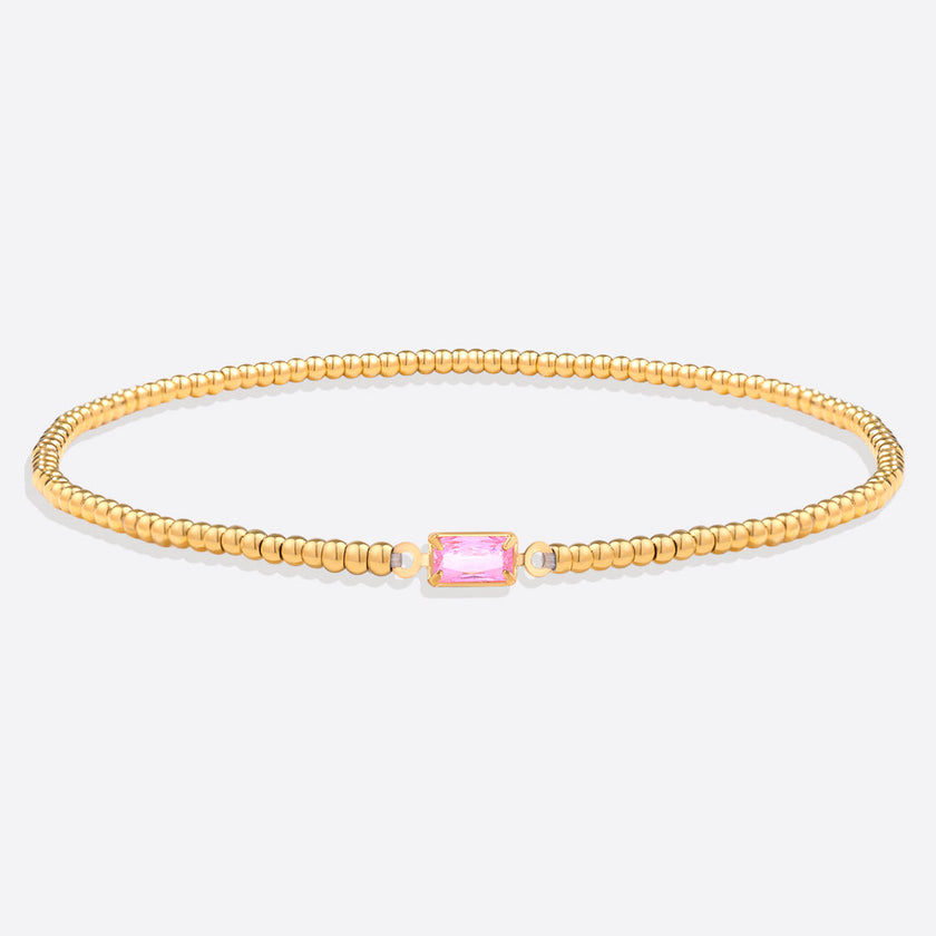 Pulsera de cuentas doradas con piedra natal