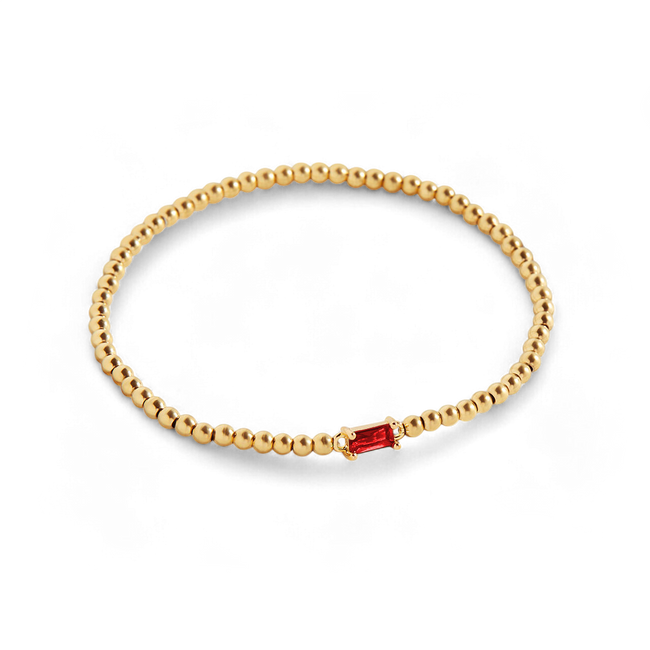 Gold Beaded Birthstone Bracelet