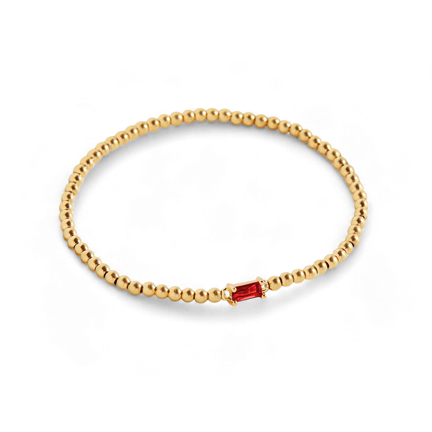 Pulsera de cuentas doradas con piedra natal