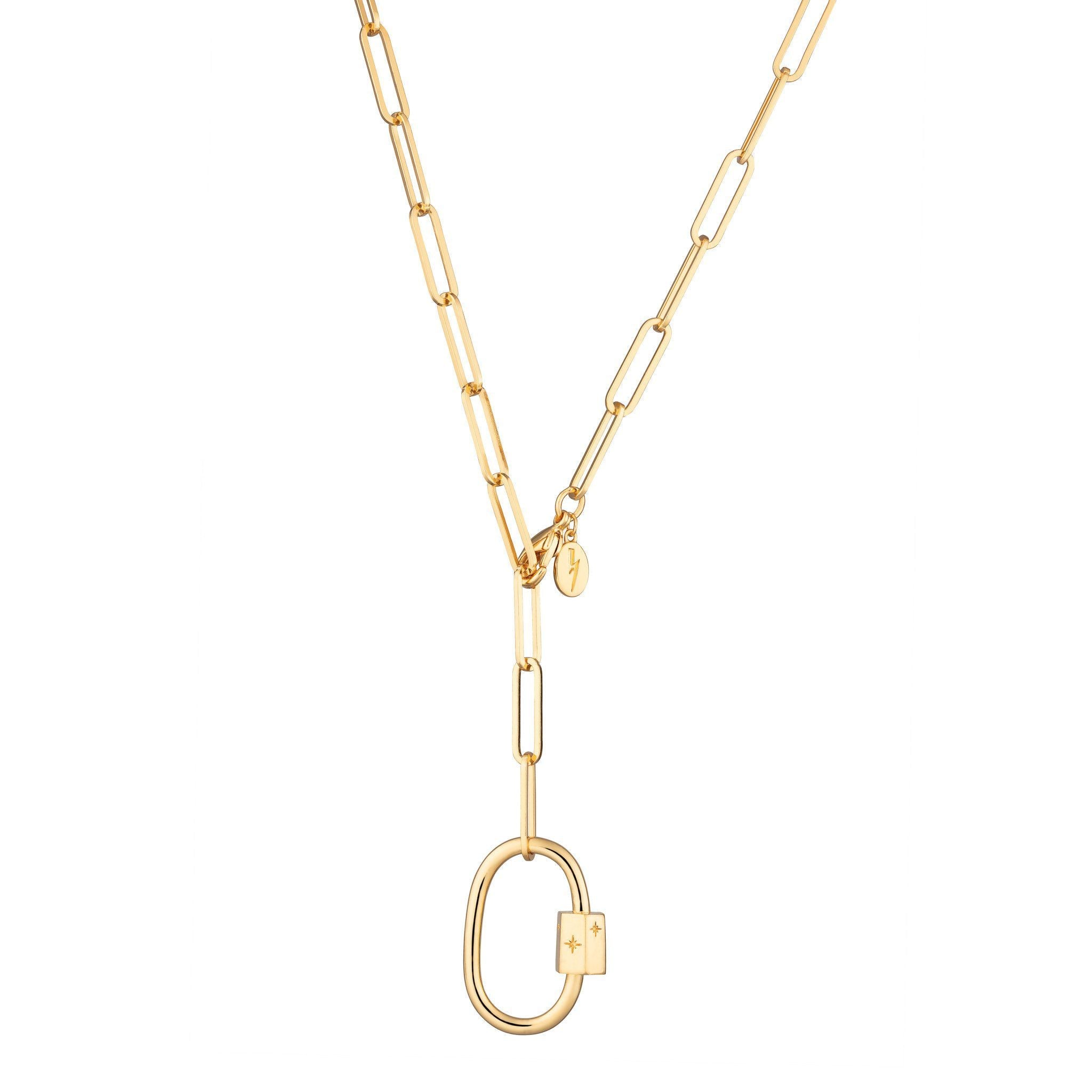 Oval Carabiner Long Link Chain Necklace