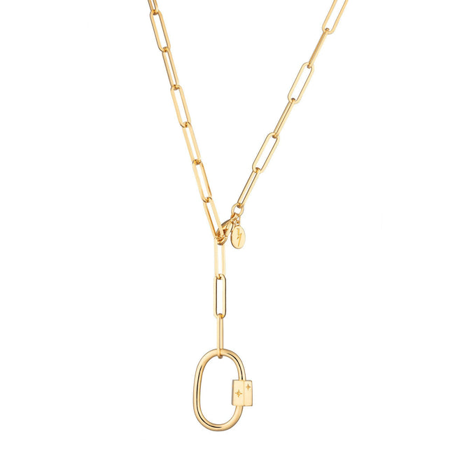 Oval Carabiner Long Link Chain Necklace