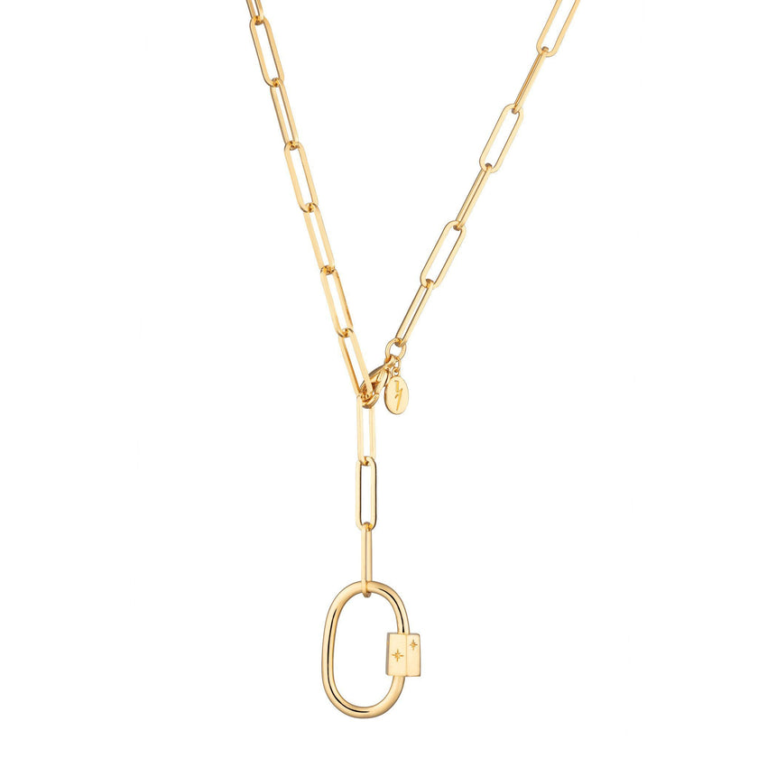 Oval Carabiner Long Link Chain Necklace