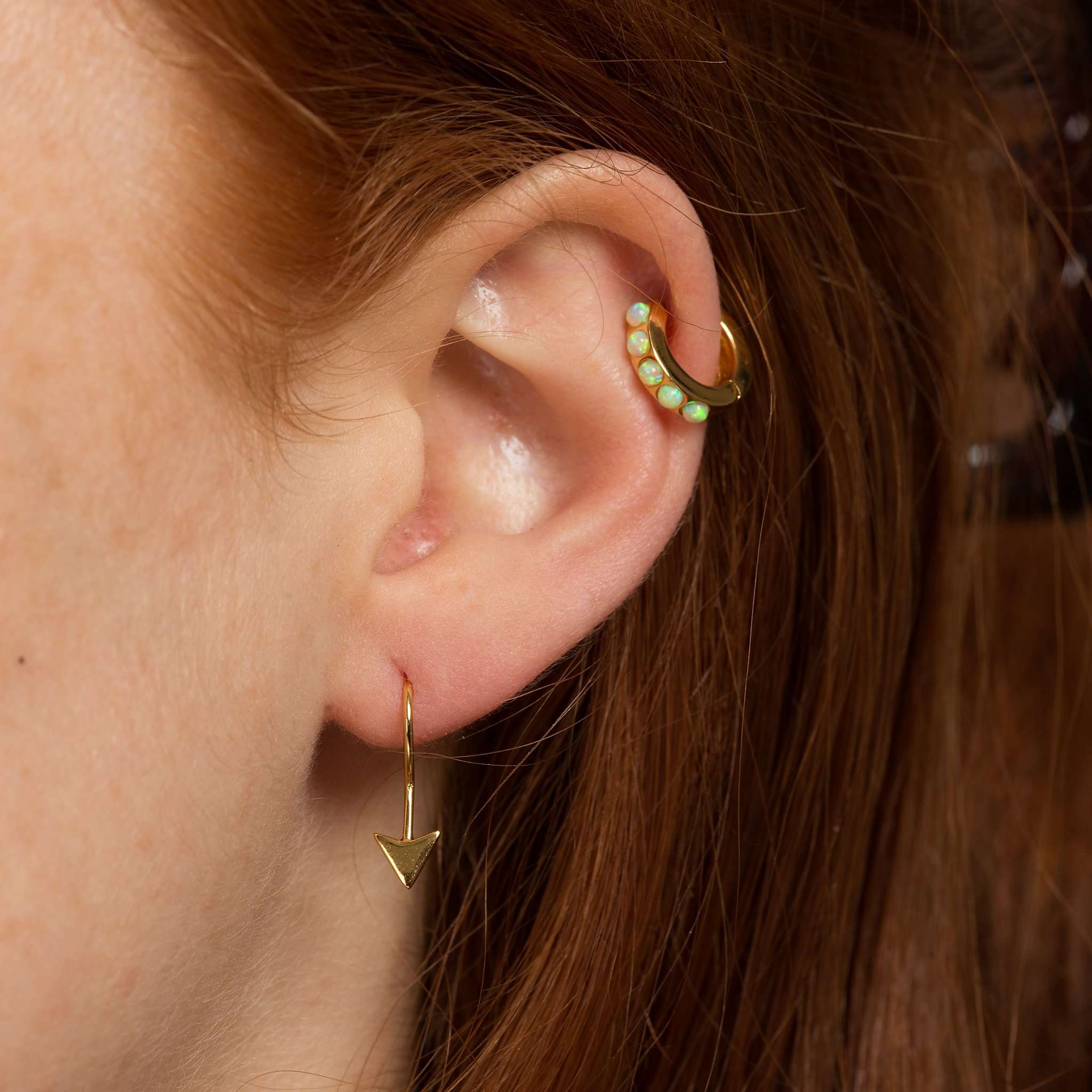 Lime Green Opal Huggie Earrings
