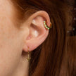 Lime Green Opal Huggie Earrings