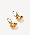 Gold Pearl Sea Shell Drop Earrings