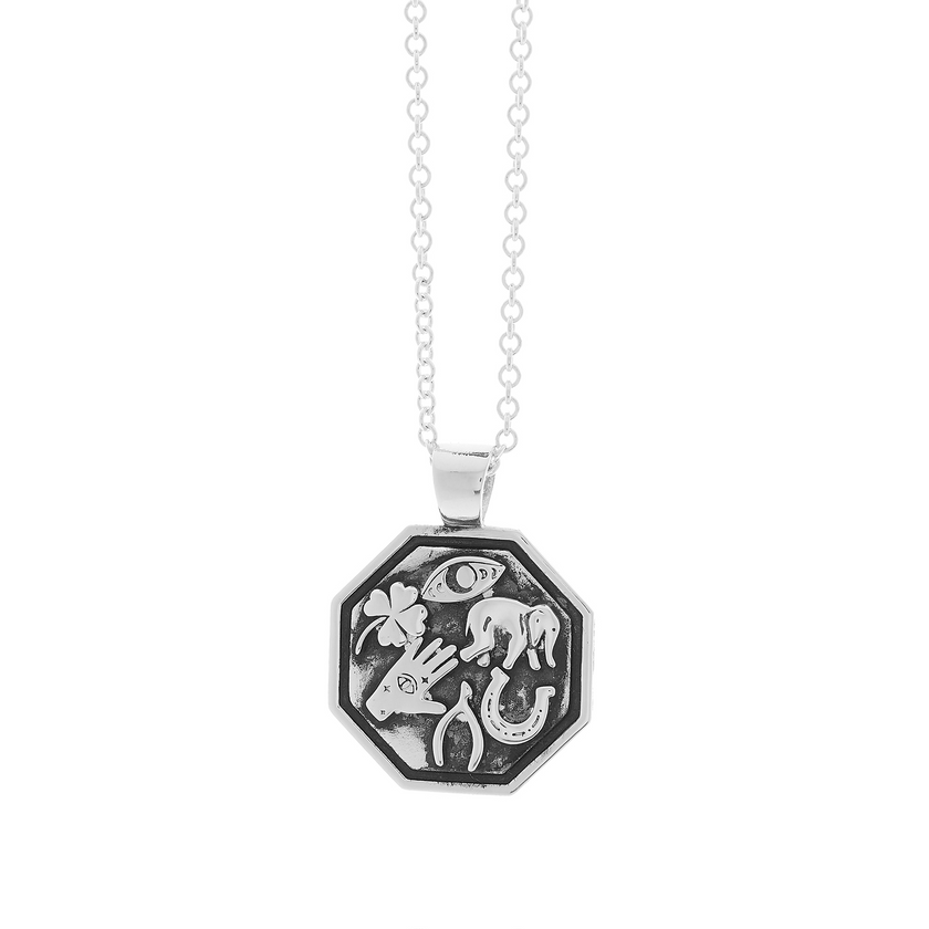 Glücksbringer-Halskette aus Silber mit Personalisierung