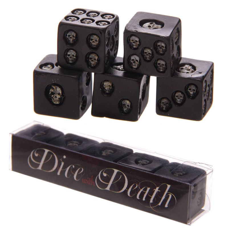 Gothic Gifts Black Skull Dice - Pack of 5