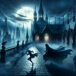 Gothic Rooftop Pursuit Canvas