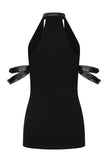 Necessary Evil Aphrodite Plunge Cowl Neck Top - Faux Leather Gothic Going Out Top