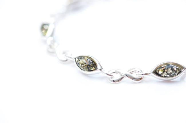Green Amber Infinity Bracelet