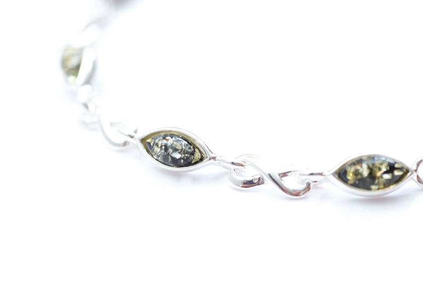 Pulsera Infinito de Ámbar Verde