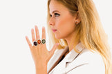 Green Amber Quintessence Statement Ring