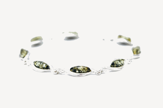 Green Baltic Amber Link Bracelet