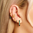 Green Baguette Charm Hoop Earrings