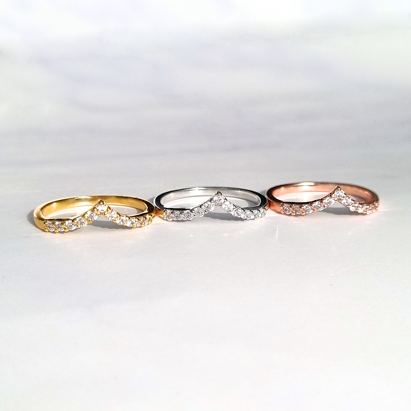 Wishbone Curved Eternity Ring in Sterling Silver