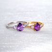 Amethyst- und Lavendelamethystring aus Sterlingsilber