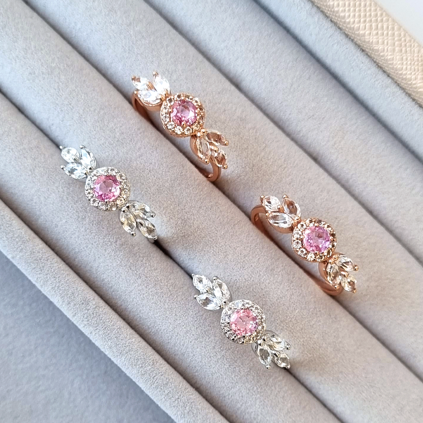 Anillo Aurelia de zafiro rosa en vermeil de oro rosa de 18k