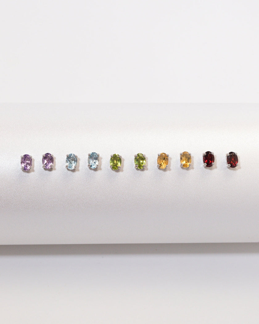 Peridot Oval Stud Earrings in Sterling Silver
