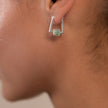 Silver Deco Square Agate Hoops