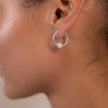 Silver Pink Opal Heart Hoop