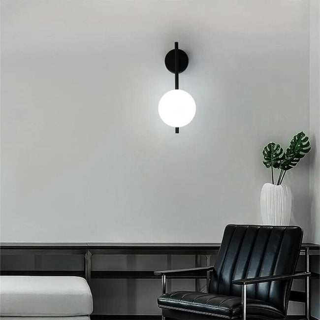 Black Globe Wall Lamp - Modern Minimalist Glass Shade Light