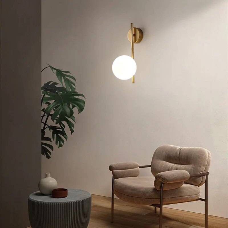 Goldene Globus Wandleuchte - Luxus Schlafzimmer Wohnzimmer Leuchte