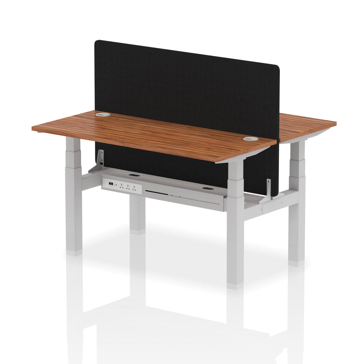 Air Back-to-Back Slimline Height Adjustable Bench Desk - 2 Person with Black Straight Screen