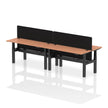 Air Back-to-Back Slimline Height Adjustable Bench Desk - 4 Person with Black Straight Screen