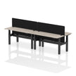 Air Back-to-Back Slimline Height Adjustable Bench Desk - 4 Person with Black Straight Screen